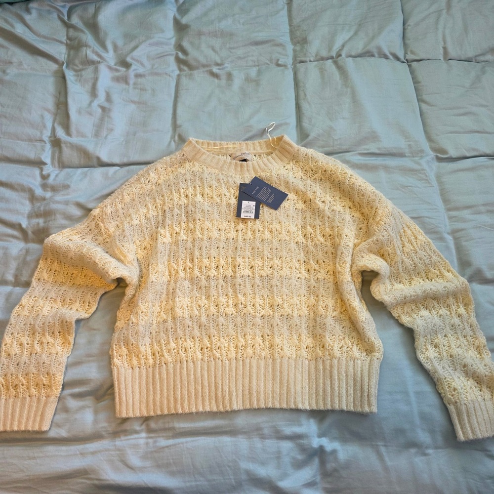 Universal Thread Cream Open Stitch Cable Knit Sweater Large NWT